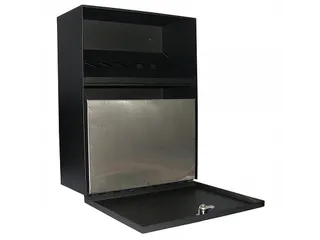 Wandasbak staal 24x30x9cm 7L zwart met 2 sleutels - 4