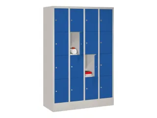 lockerkast,HxBxD 1850x1200x500mm,4x4vakken,RAL7035,front RAL5010 - 2