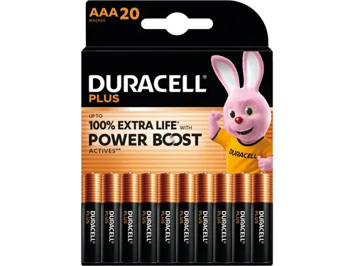 Duracell Plus 100% Extra Life batterij PowerBoost AAA 20 stuks