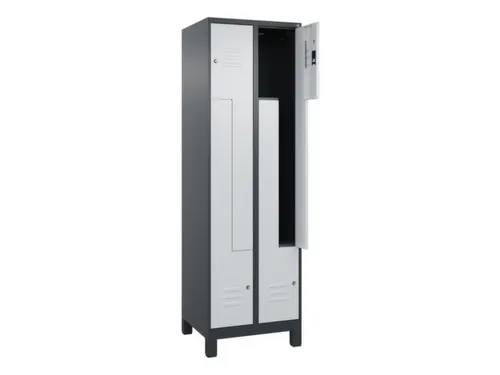 Z-garderobekast,HxBxD 1950x600x500mm,vak B 150/300mm,cil.-slot,voeten