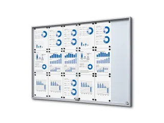 Vergrendelbaar notitiebord Indoor Slim 18xA4 met Schuifdeuren Zilver - 1
