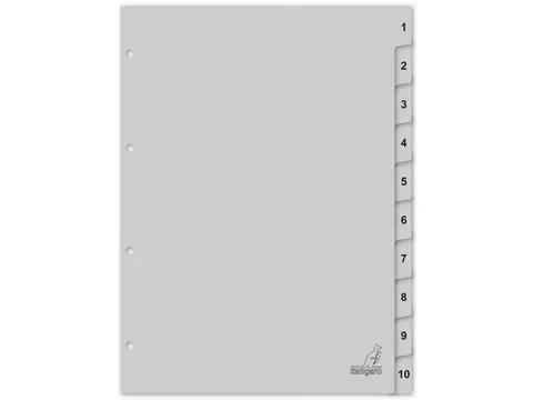 Tabblad ECO Kangaro A4 cijfers 180 grams grijs karton 4-gaats 10-delig