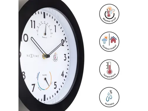 Buitenklok Nextime dia 25,5cm Daisy met thermo- en hydrometer cijfers,