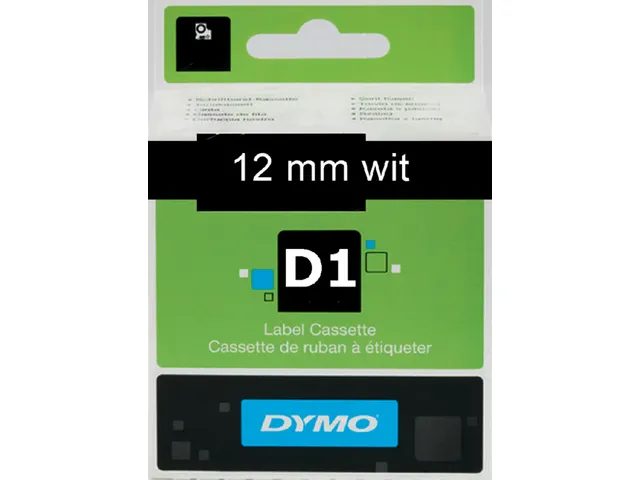 Labeltape Dymo 45021 D1 S720610 12mmx7m wit op zwart
