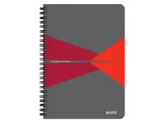 Notitieboek Leitz Office A5 lijn 180pag grijs rood