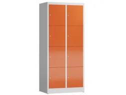 Lockerkast 1800x800x500mm 2x4 vakken cilinderslot, sokkel, RAL3000