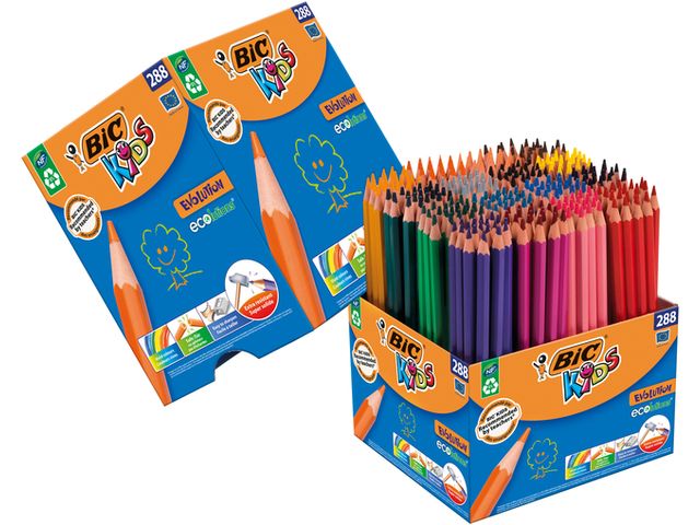Crayons de couleur BIC Kids Evolution ECOlutions assorti boîte scolai