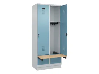locker met bank,HxBxD 1950x800x815mm,2vak,vak B 400mm,draaigrendel - 1