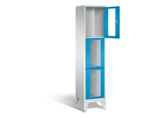 lockerkast 1850x420x500mm 1x3 vakken Cilinderslot Poten, RAL5012 - 1