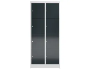 Lockerkast 1800x800x500mm 2x4 vakken cilinderslot, sokkel, RAL7016 - 2
