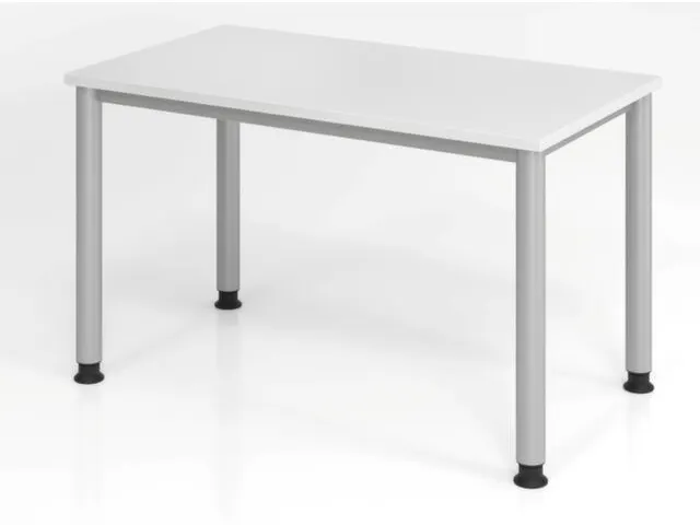 bureau,HxBxD 685-810x1200x670mm,blad wit,4voeten zilverkleurig