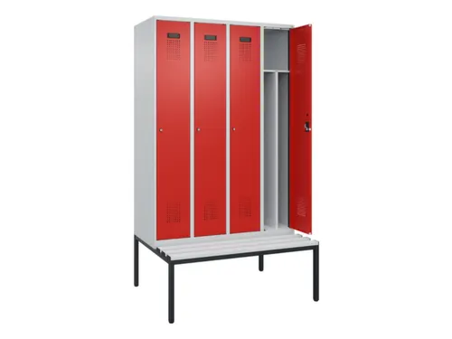 locker met bank,voor scheiding van kleding,HxBxD 2120x1200x815mm,4vak