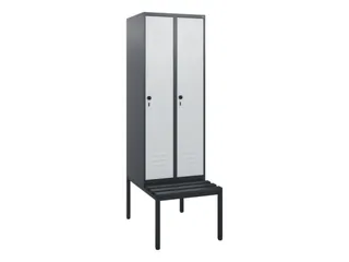 locker met bank,HxBxD 1950x600x815mm,2vak,vak B 300mm,draaigrendel - 1
