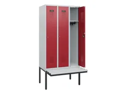 locker met bank,HxBxD 1950x900x815mm,3vak,vak B 300mm,cilinderslot