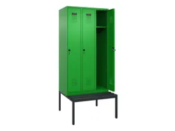 locker met bank,HxBxD 2120x900x815mm,3vak,vak B 300mm,draaigrendel