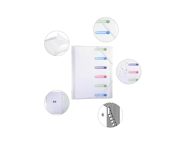 Sorteermap PP Chroma line 3klep 6 vak tr.