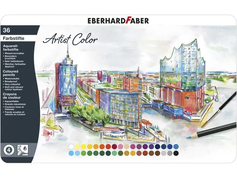 Aquarelpotlood Eberhard Faber Artist Color metalen etui a 36 stuks