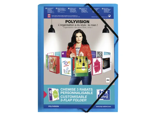 Elastomap Oxford Polyvision A4 incl. insteektas blauw Polypropyleen