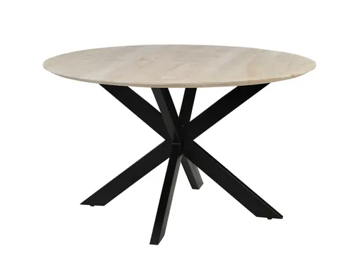 Vergadertafel Harper 130cm Rond Mango Naturel Spinpoot Zwart
