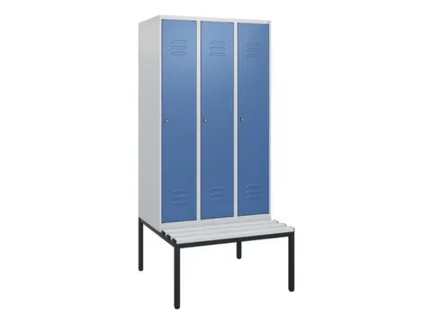 locker met bank,HxBxD 1950x900x815mm,3vak,vak B 300mm,cil.-slot