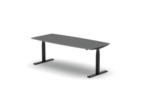 Elektrisch ihv Vergadertafel Vatvorm 2000x800mm Zwart+Donkergrijs Blad