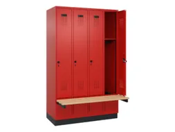 locker met bank,HxBxD 1950x1200x815mm,4vak,vak B 300mm,draaigrendel