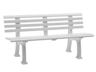 Kunststofbank 740x1500x380mm Zit H 440mm 9 Latten 2 Pootstellen Wit - 2
