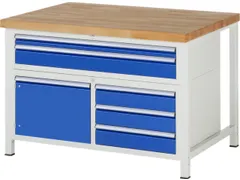 établi HxlxP 840-1040x1250x900mm plateau hêtre force 1250kg 4 pieds