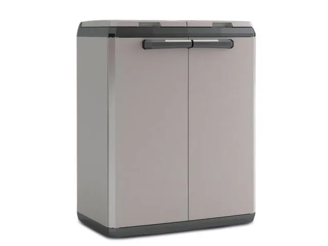 station de tri sélectif,2x110l,HxlxP 850x680x390mm,corps PP gris/noir