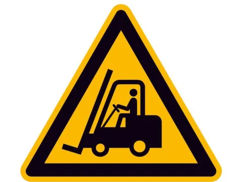Waarschuwingsbord,Waarschuwing: Vorkheftrucks,Sticker,Folie