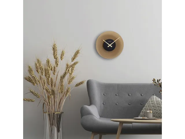 Stille wandklok - 40cm - Mat bruin - Glas - NeXtime "Float"