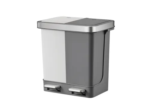 Afvalbak EKO Hana Duo Recycling pedaalemmer 2x10 liter grijs wit