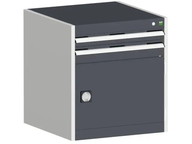 ladekast HxBxD 700x650x525mm 2laden RAL7035 front RAL7016