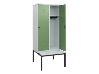 locker met bank,HxBxD 1950x800x815mm,2vak,vak B 400mm,draaigrendel - 2