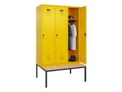 locker met bank,HxBxD 2120x1200x815mm,3vak,vak B 400mm,draaigrendel