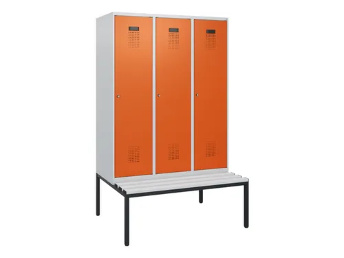 locker met bank,HxBxD 1950x1200x815mm,3vak,vak B 400mm,cilinderslot