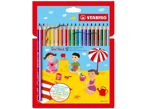 Trio thick kleurpotlood etui van 18 stuks assorti