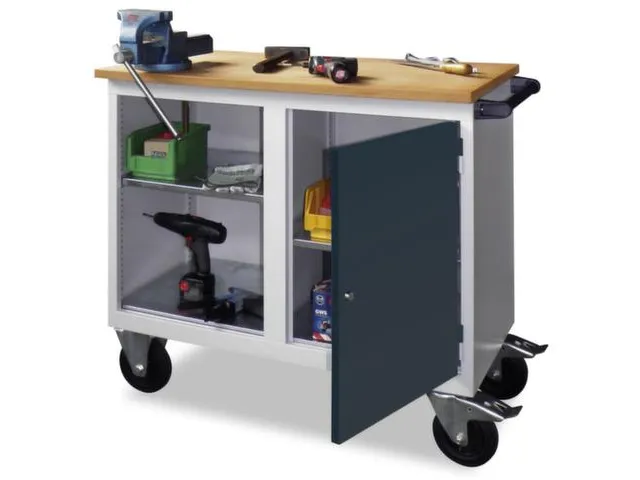 werkbank,verrijdbaar,HxBxD 915x1090x600mm,RAL7035,front RAL7016