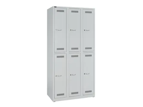 Dubbeldekse garderobekast,HxBxD 1850x900x500mm,3x2vak.,vak B 300mm