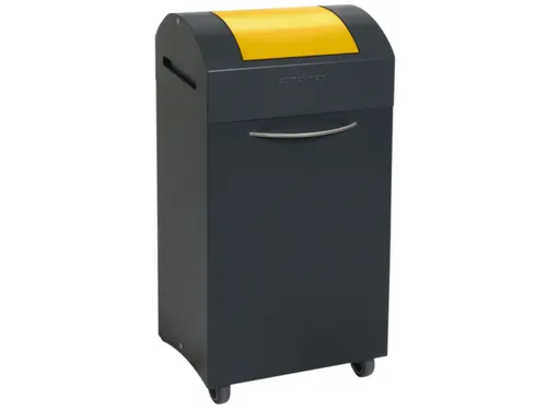 Afvalbak 60 Liter 650x380x320mm Plaatstaal 2 Wielen Klep Geel