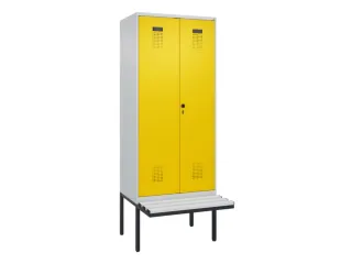 locker met bank,voor scheiding van kleding,HxBxD 2120x800x815mm,2vak - 2