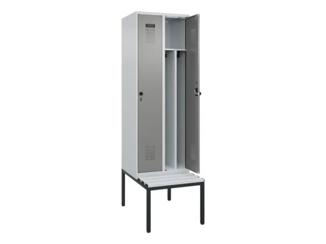 locker met bank,voor scheiding van kleding,HxBxD 2120x600x815mm,2vak