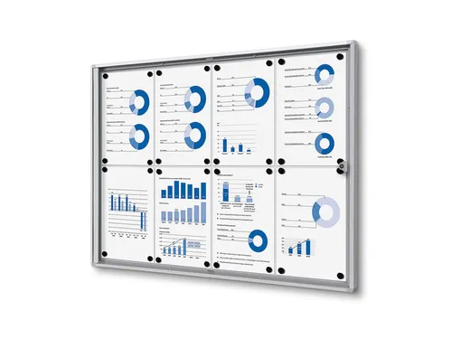 Vitrinebord Quantore voor binnen 8x A4 zilver