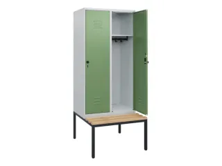 locker met bank,HxBxD 1950x800x815mm,2vak,vak B 400mm,draaigrendel - 2