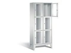 lockerkast 1850x810x500mm 2x3 vakken Cilinderslot Poten, RAL7035