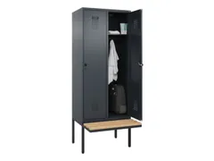 locker met bank,HxBxD 2120x800x815mm,2vak,vak B 400mm,draaigrendel