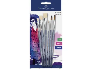 Penselenset Faber-Castell 6 stuks 3x plat (6,10,14) 3x rond (2, 6,10) - 1