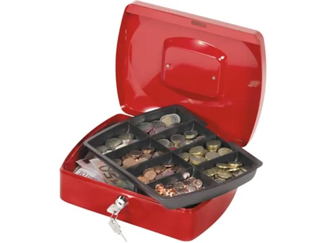 Geldkoffer Rood 255x200x85mm Inclusief 2 Sleutels