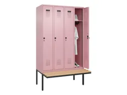 locker met bank,HxBxD 2120x1200x815mm,4vak,vak B 300mm,draaigrendel