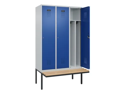 locker met bank,voor scheiding van kleding,HxBxD 2120x1200x815mm,3vak